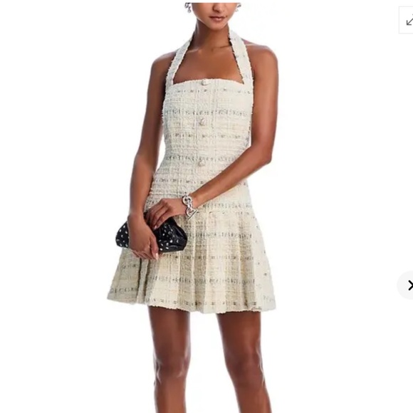 AQUA Tweed Halter Mini Dress in Cream / Ivory – NWT – $118 - Picture 3 of 8
